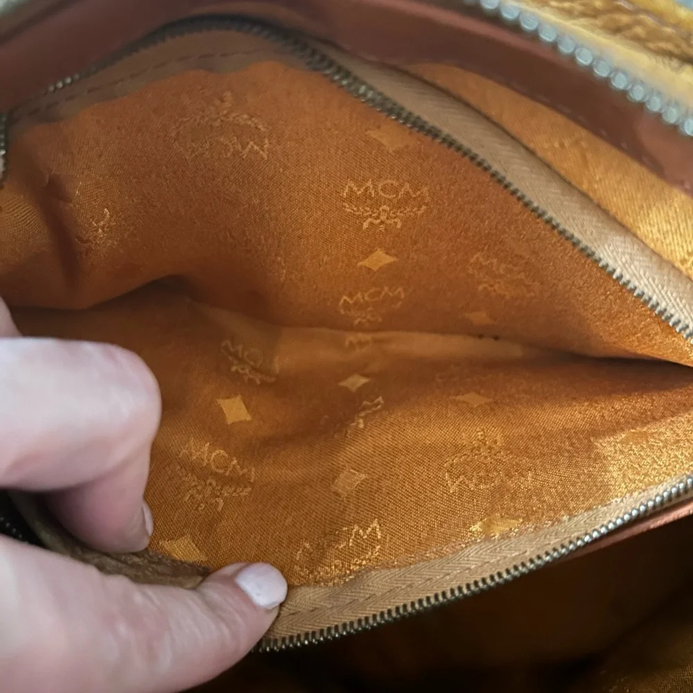 MCM Cognac Visetos Satchel with Gold Hardware and Brown Handles - Picture 11 of 15